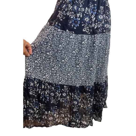 Bohemian Floral Midi Dress With Smocked Waist & Ruffled Sleeves  Size Medium - Picture 9 of 15